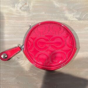 Coach Pink Key and Card Holder with Textured Design